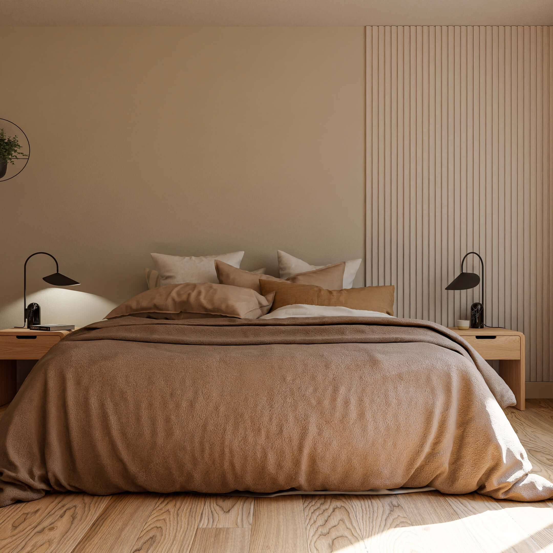 slaapkamer inrichten met wandpanelen akoestiek verbeteren lattenwand DIY