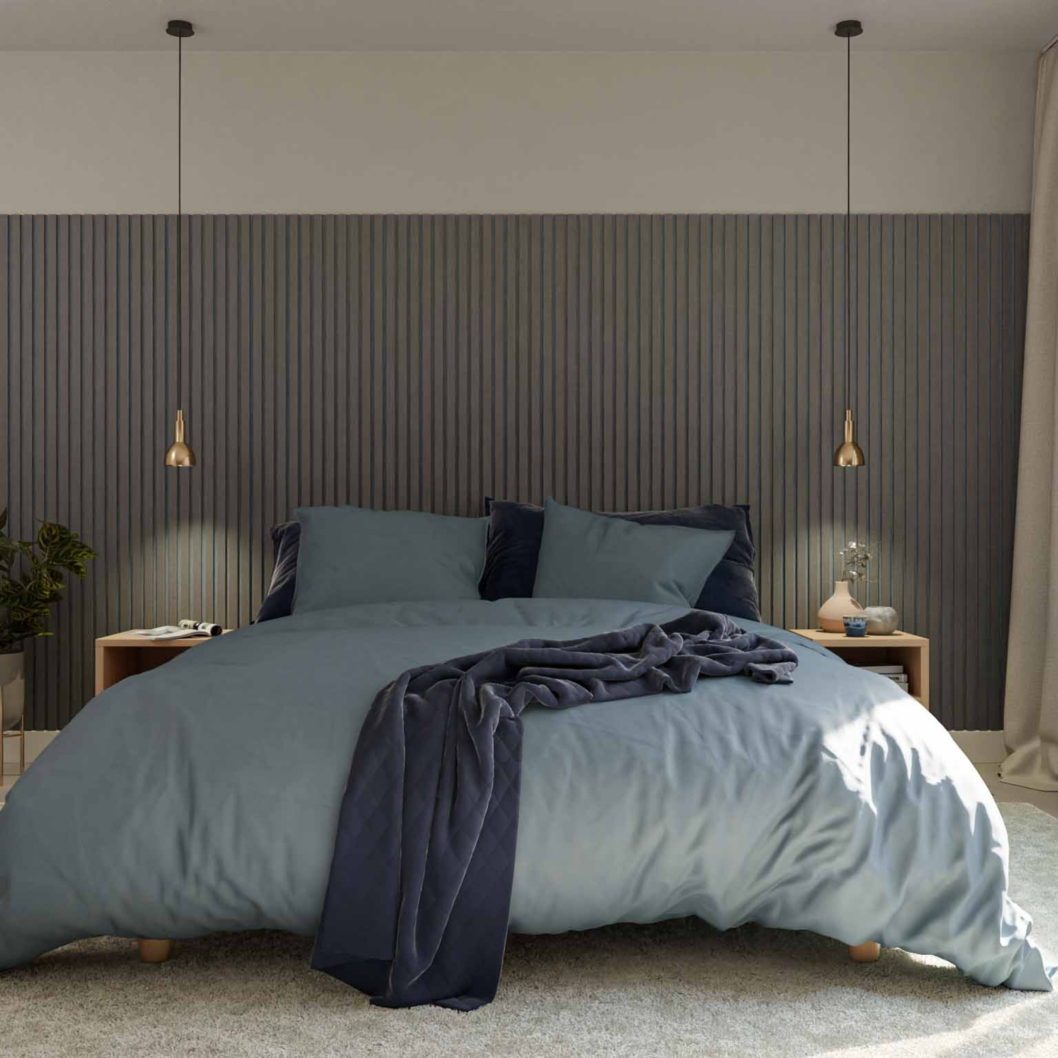 wandpanelen slaapkamer akoestische panelen achter bed GewoonGers