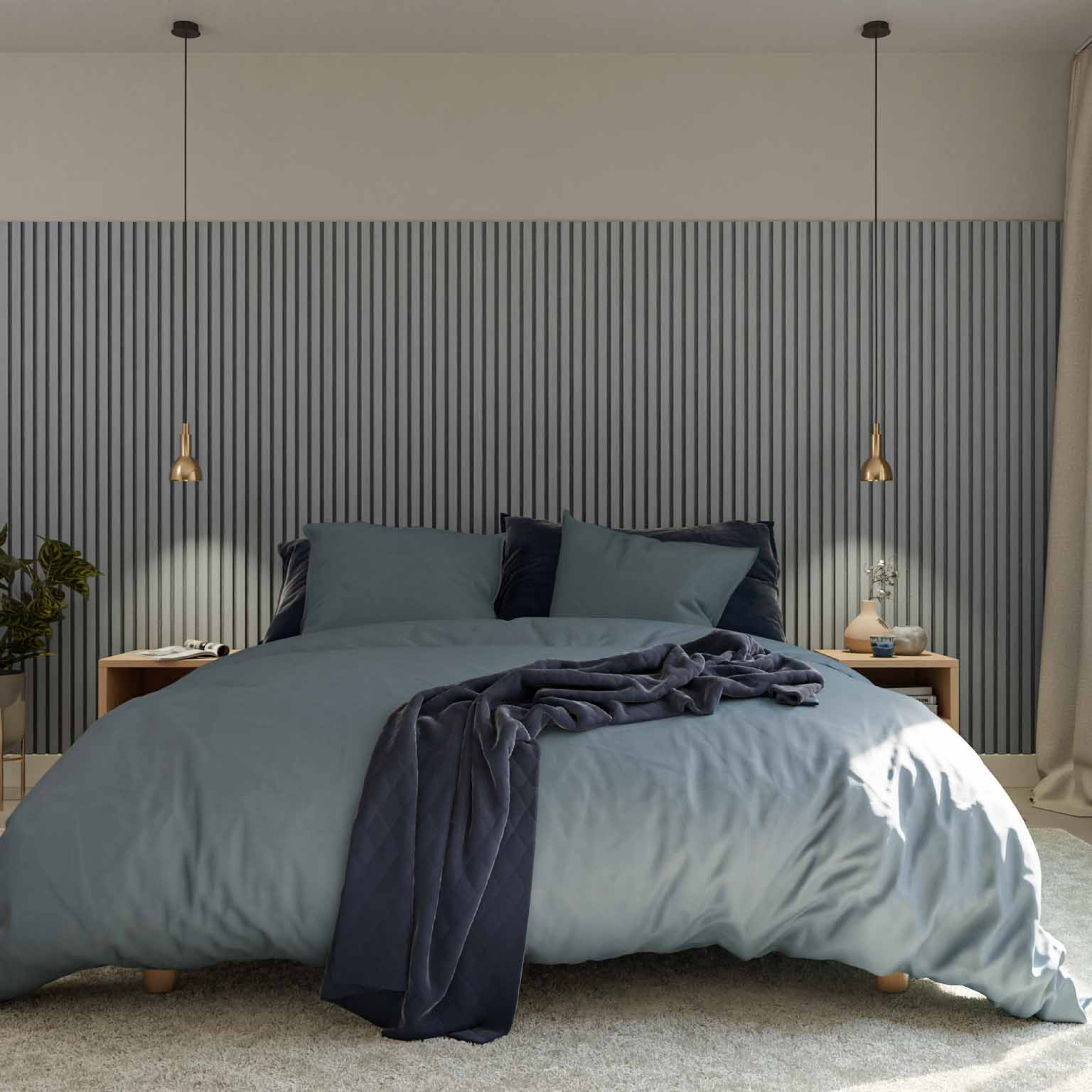 wandpanelen slaapkamer akoestische panelen achter bed GewoonGers