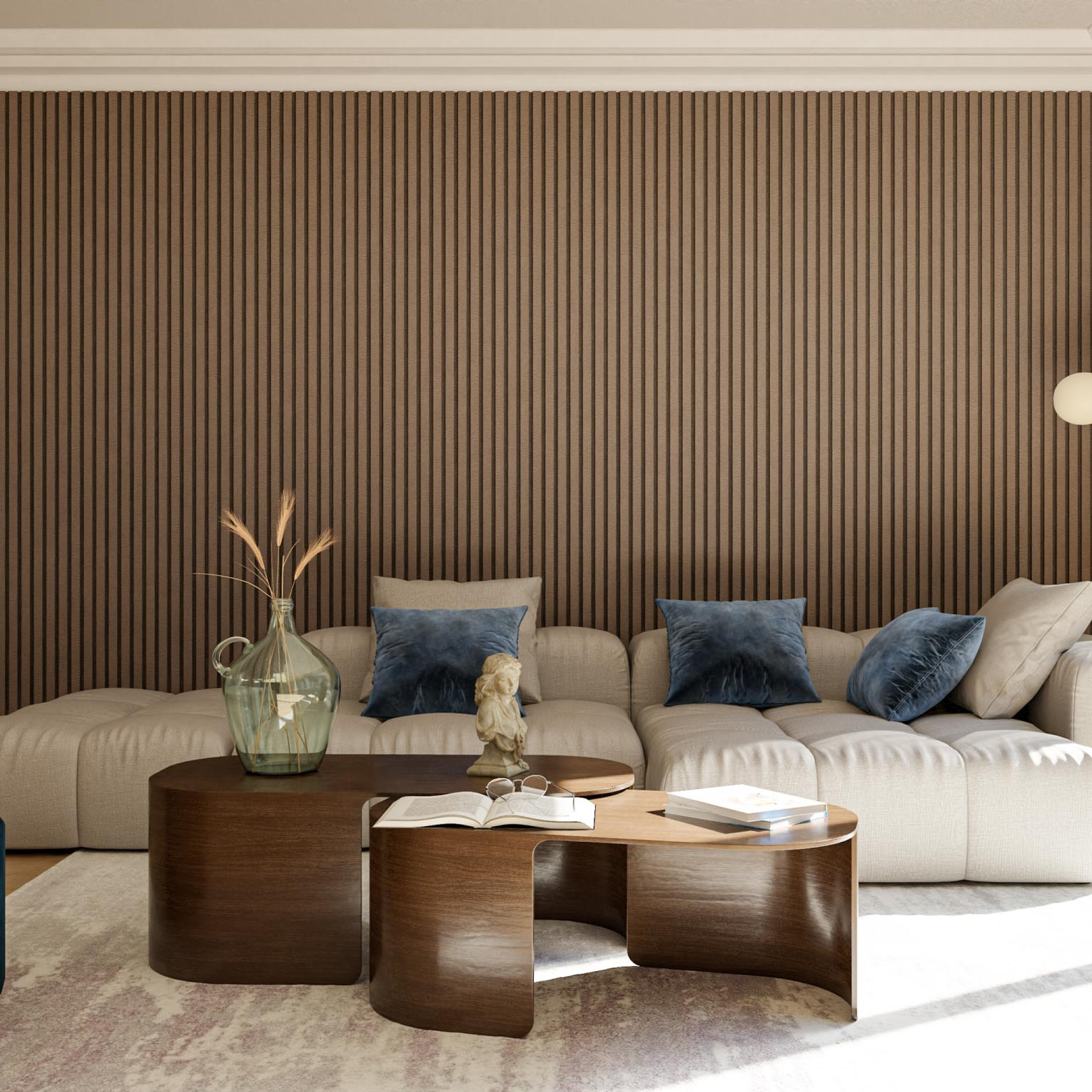 Geluidsabsorberende wandpanelen van Gewoon Gers lattenwand akupanel