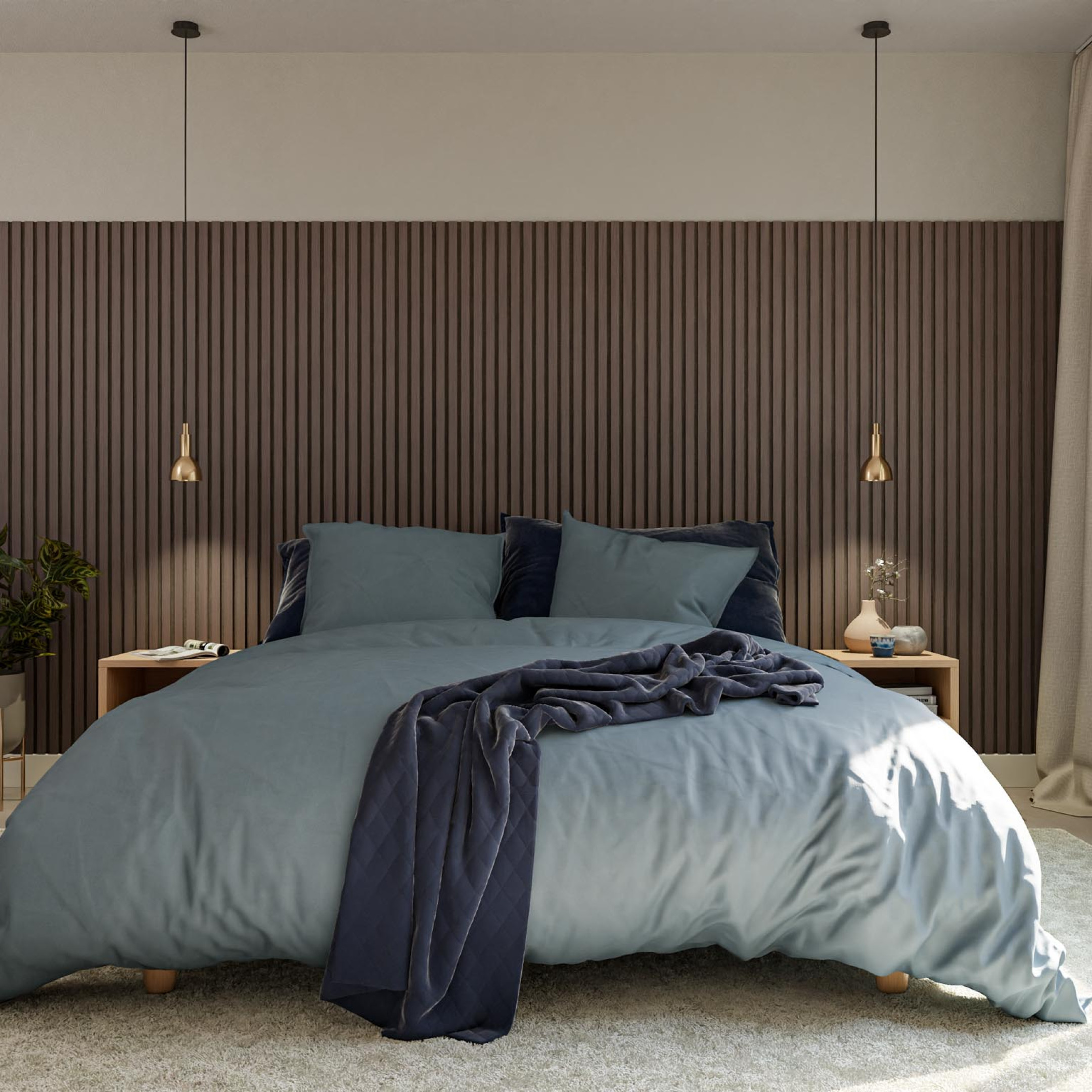 wand decoratie slaapkamer lattenwand akoestisch paneel wandpaneel vilt GewoonGers