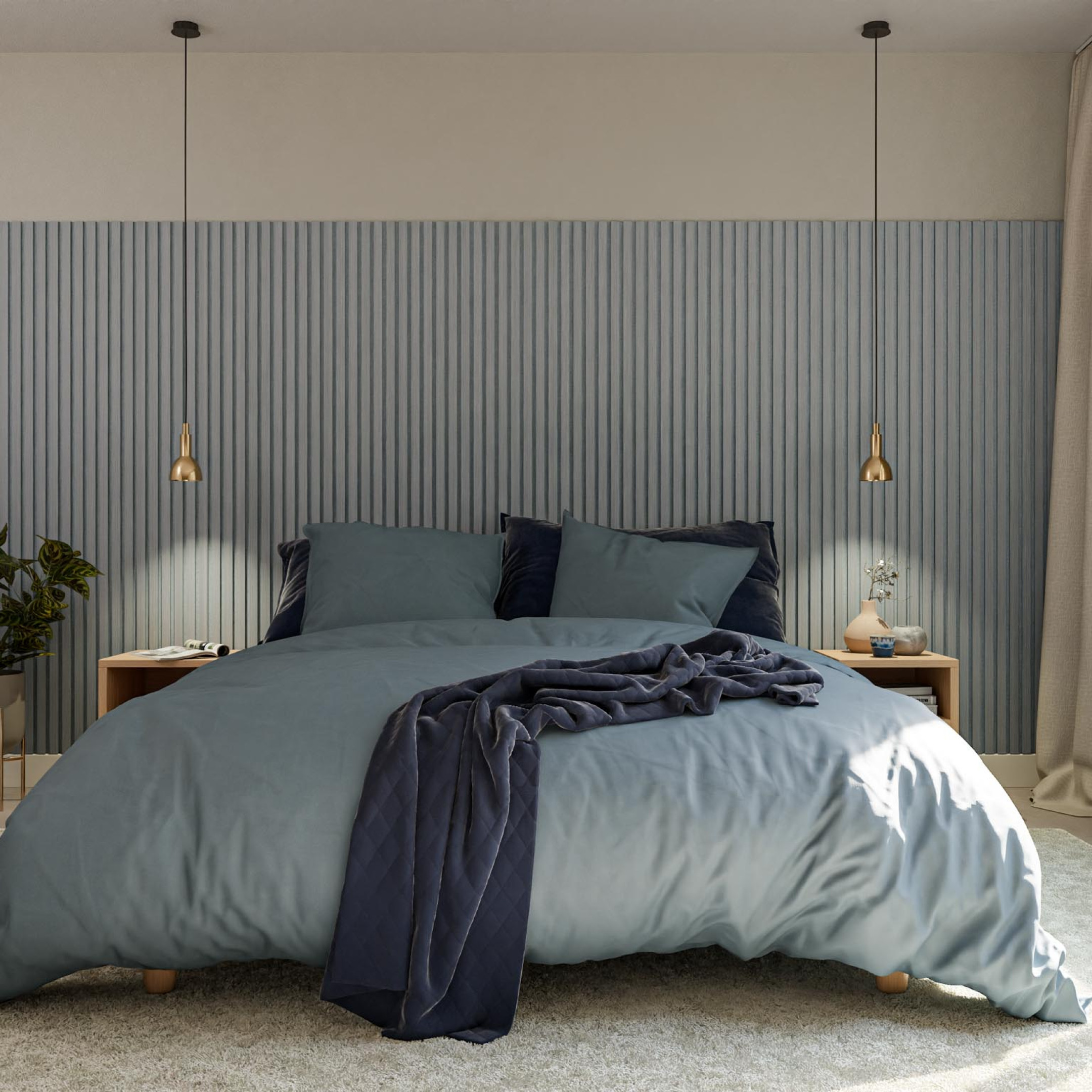 wand decoratie slaapkamer lattenwand akoestisch paneel wandpaneel vilt GewoonGers