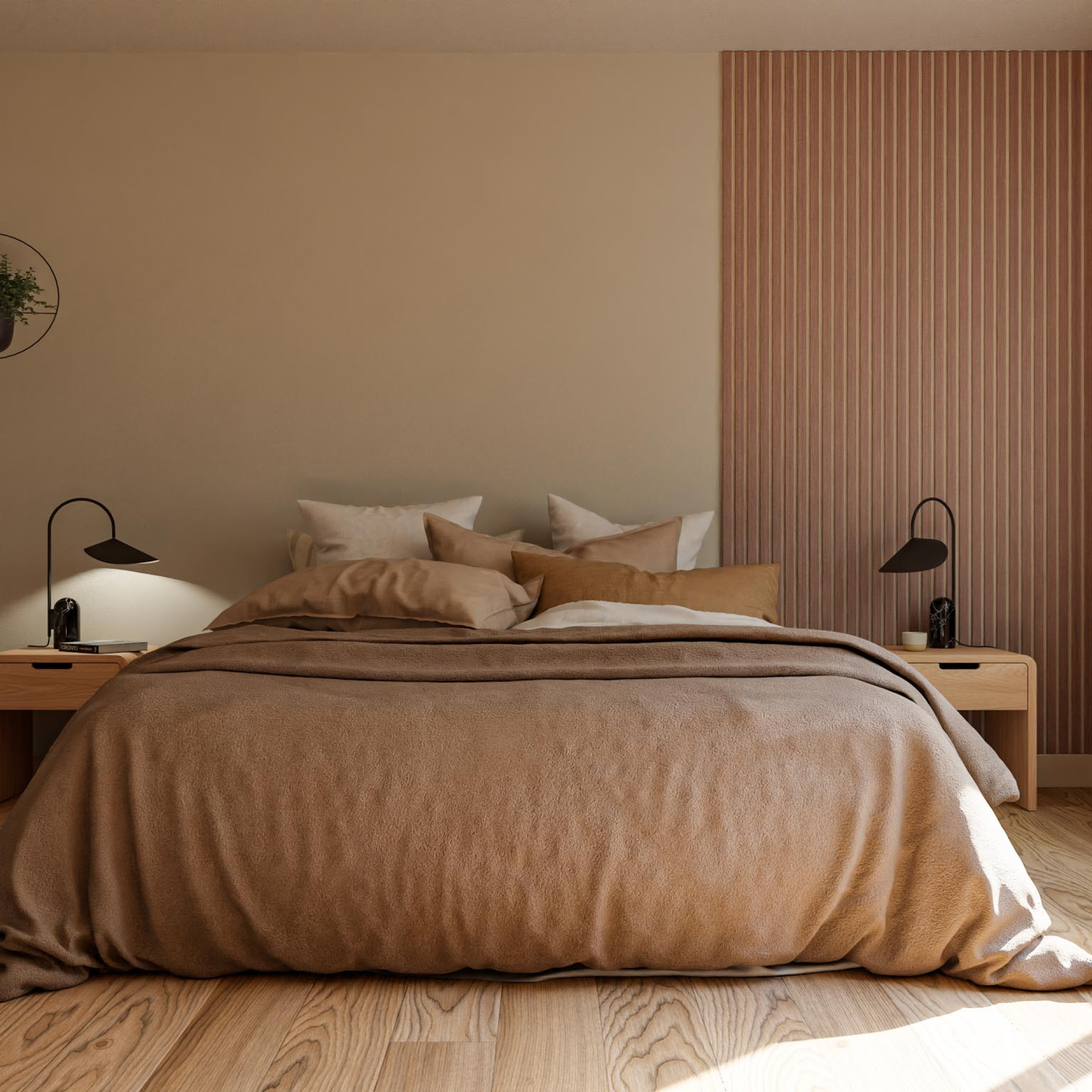 wand decoratie slaapkamer lattenwand akoestisch paneel wandpaneel vilt GewoonGers