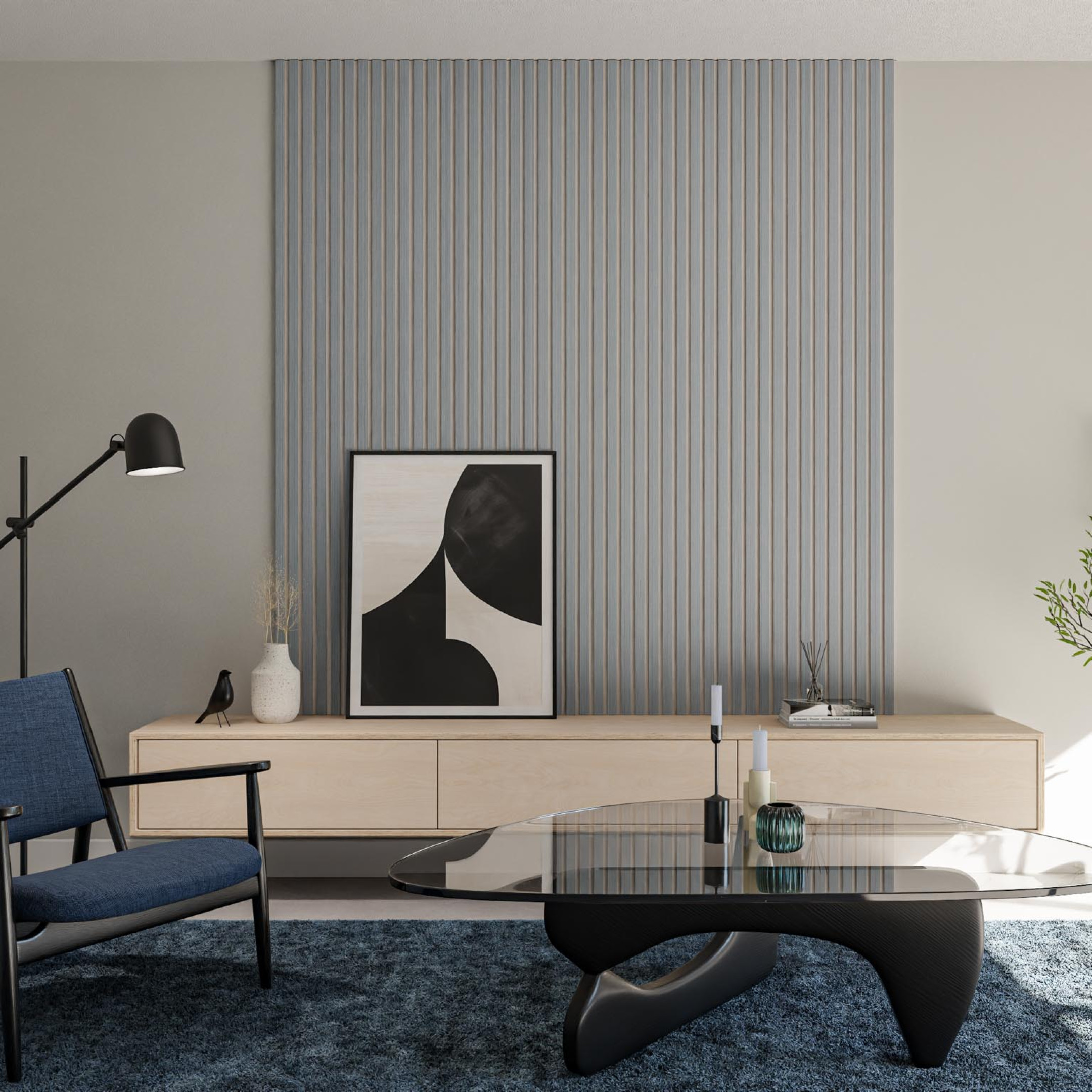 woonkamer met wandpaneel akoestiek verbeteren geluid dempen Gewoon Gers