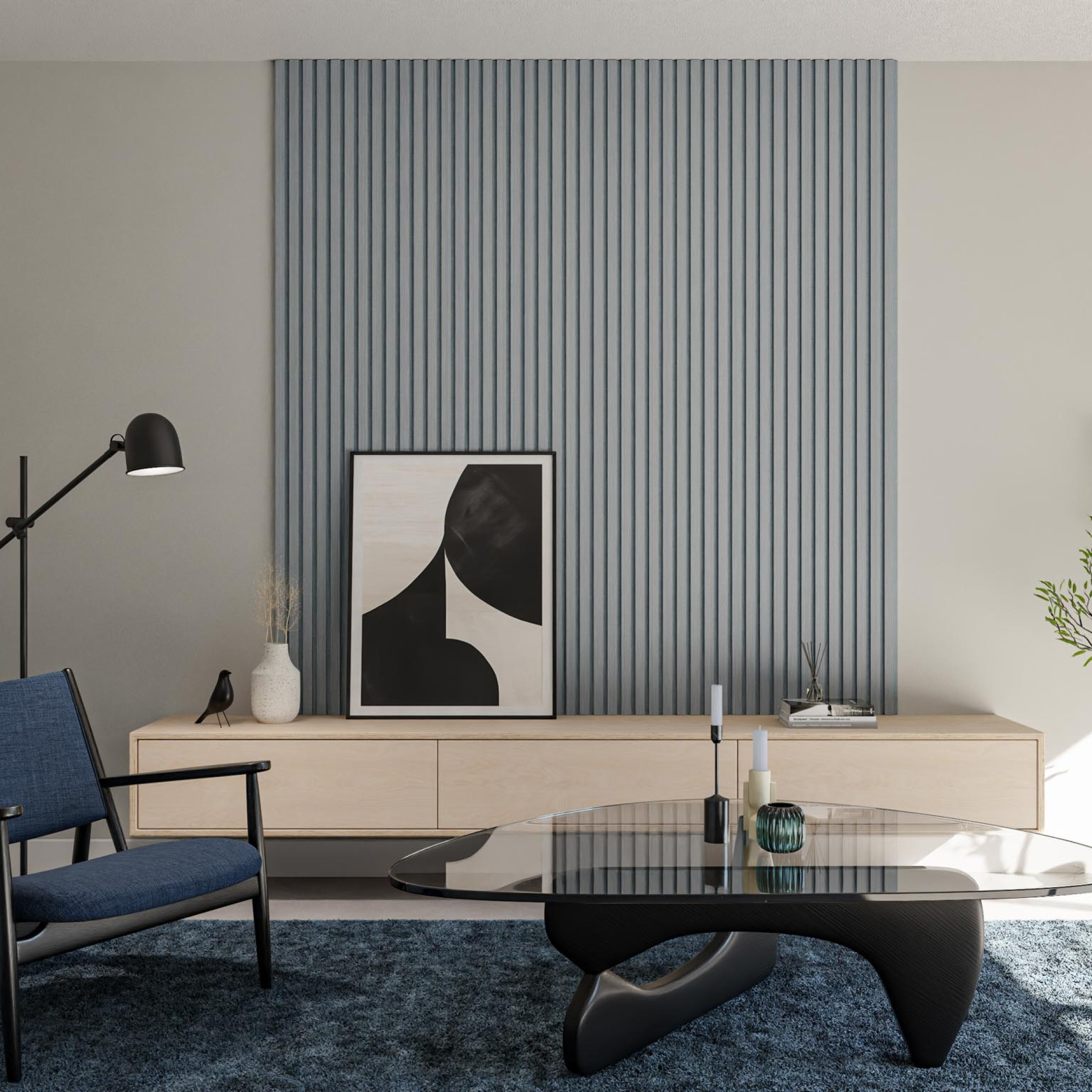 woonkamer met wandpaneel akoestiek verbeteren geluid dempen Gewoon Gers