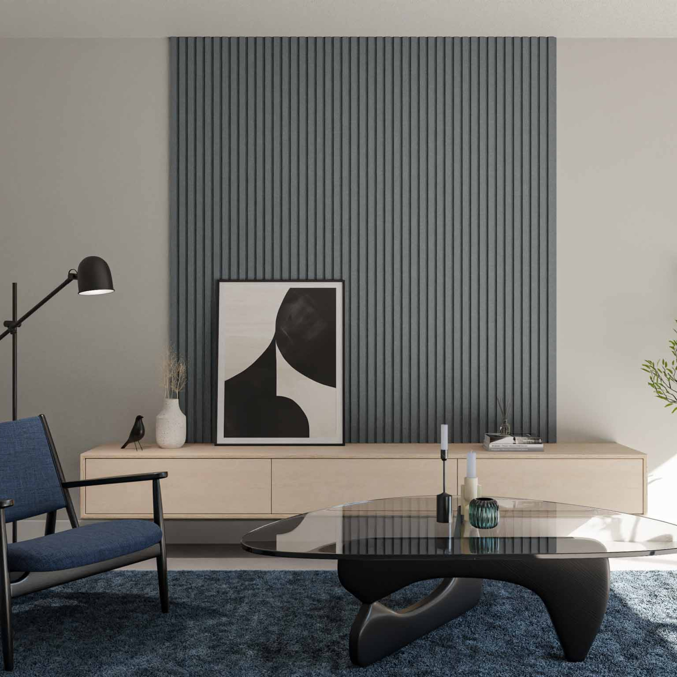 akoestische wandpanelen van GewoonGers akoestisch paneel achter tv