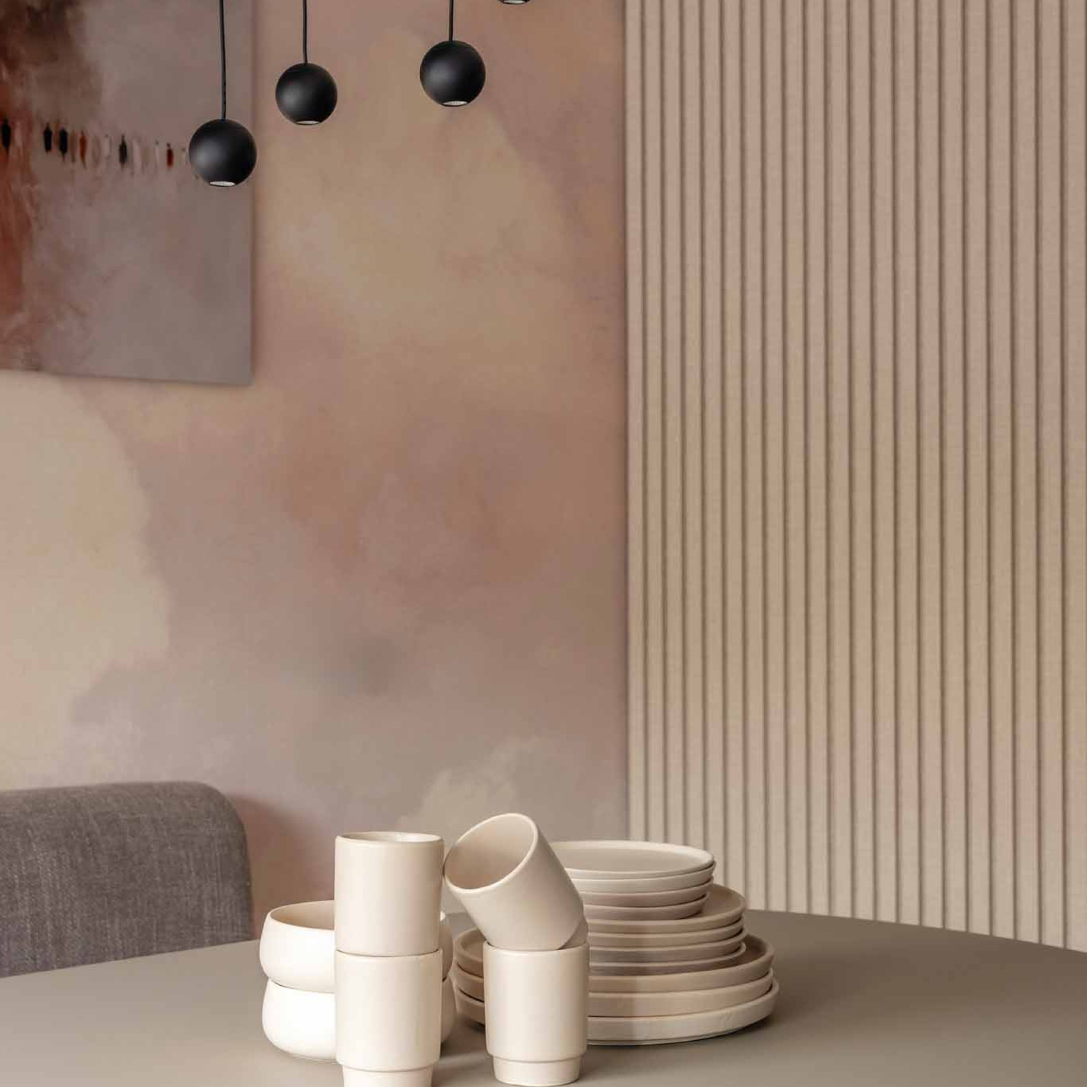 akoestisch paneel oud roze met beige vilt van gewoongers