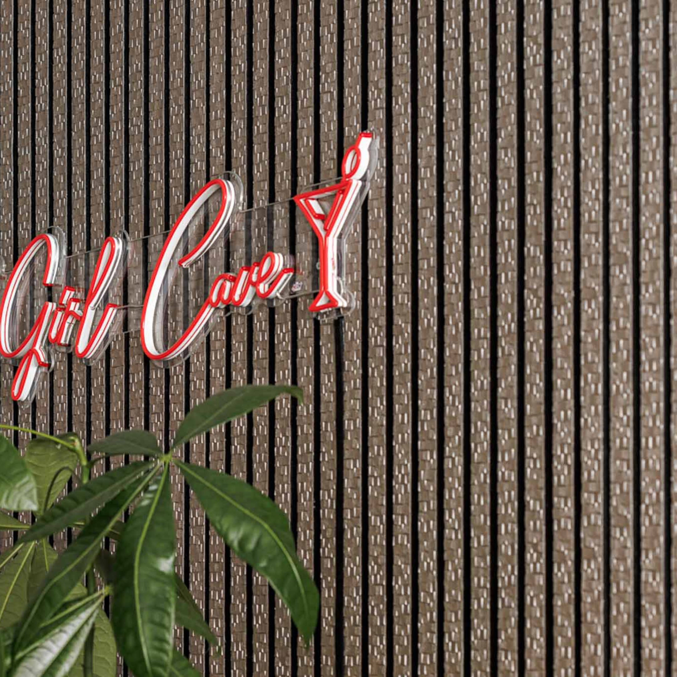 wandpaneel metallic taupe met zwart vilt neon wanddecoratie GewoonGers