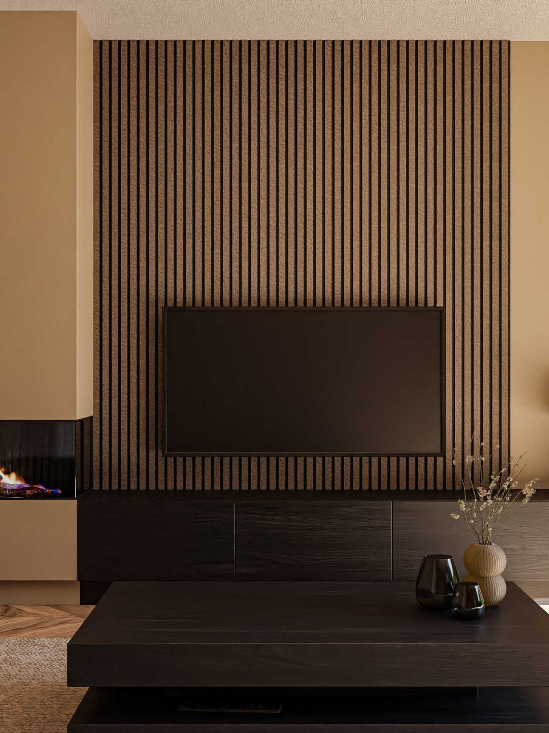 wandpaneel tv meubel gewoon gers akoestische panelen lattenwand