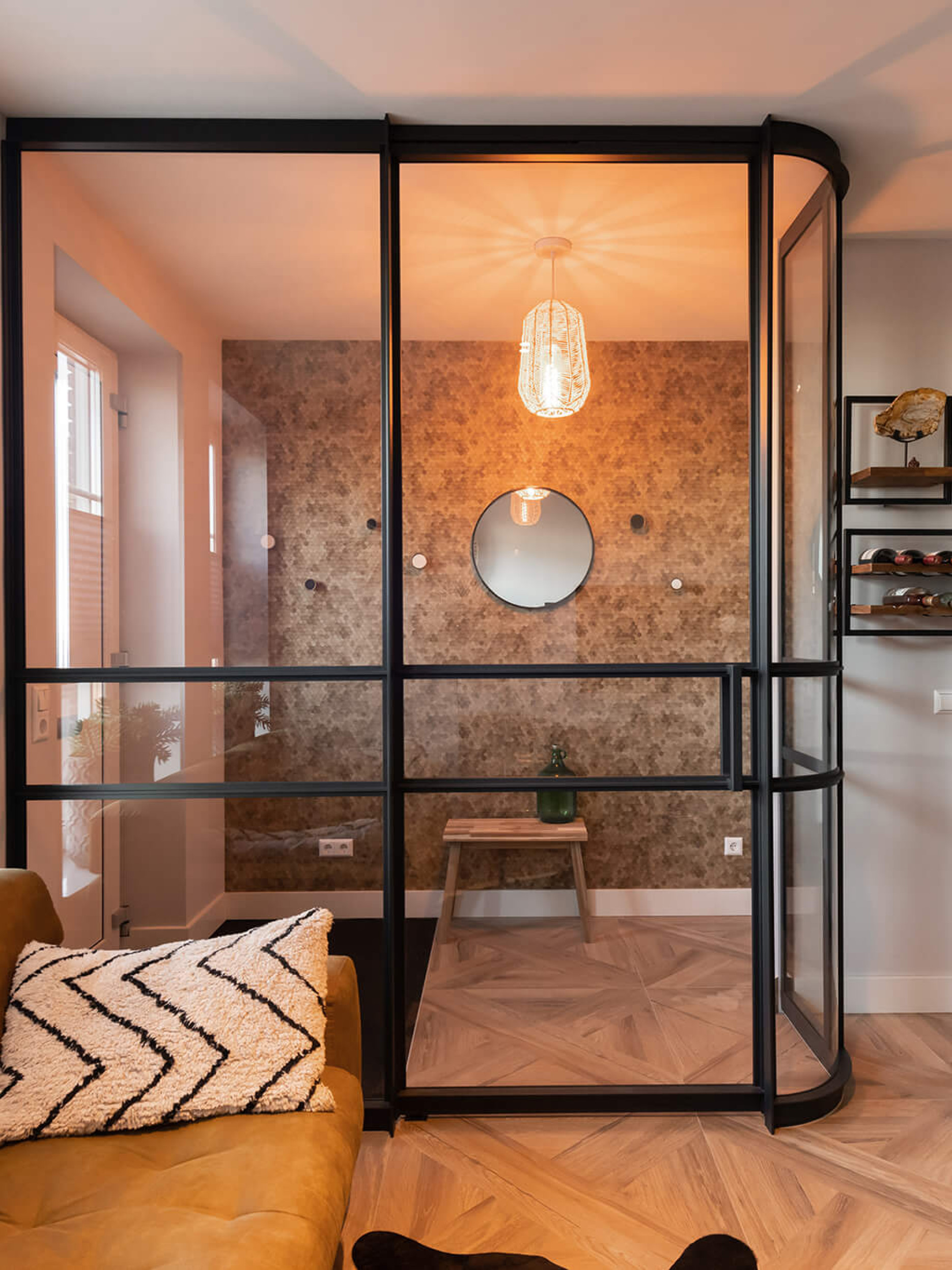 rond glas stalen schuifdeur Gers