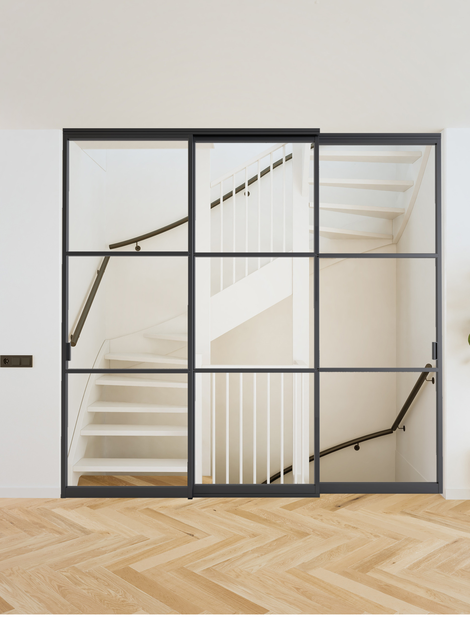 Schuifdeuren met wand bij trap