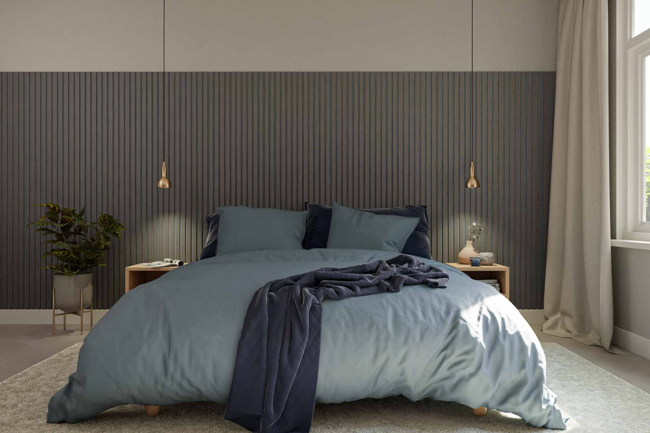 wandpanelen slaapkamer akoestische panelen achter bed GewoonGers