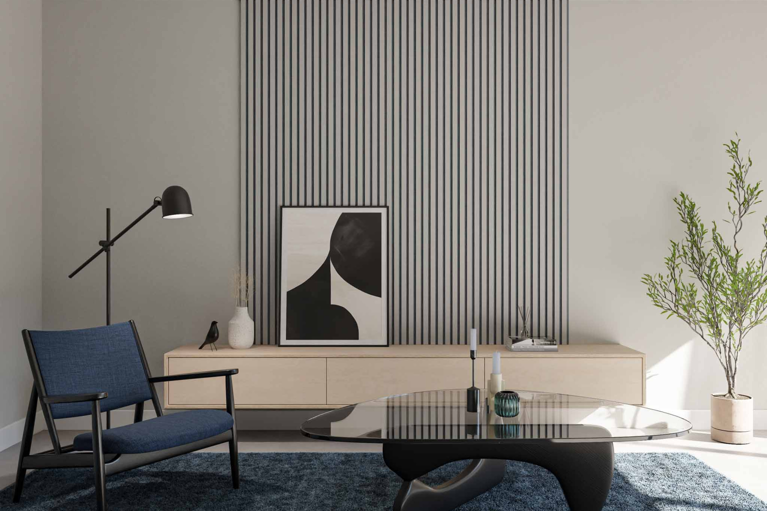 akoestische wandpanelen van GewoonGers akoestisch paneel achter tv