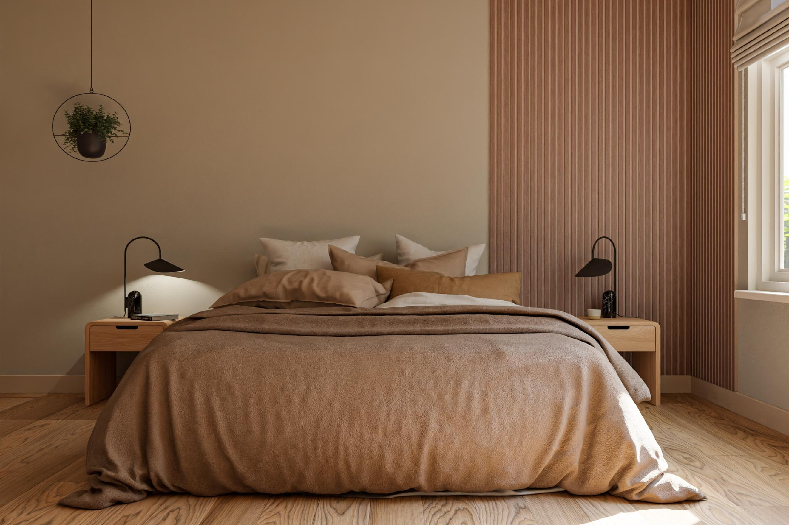 wand decoratie slaapkamer lattenwand akoestisch paneel wandpaneel vilt GewoonGers