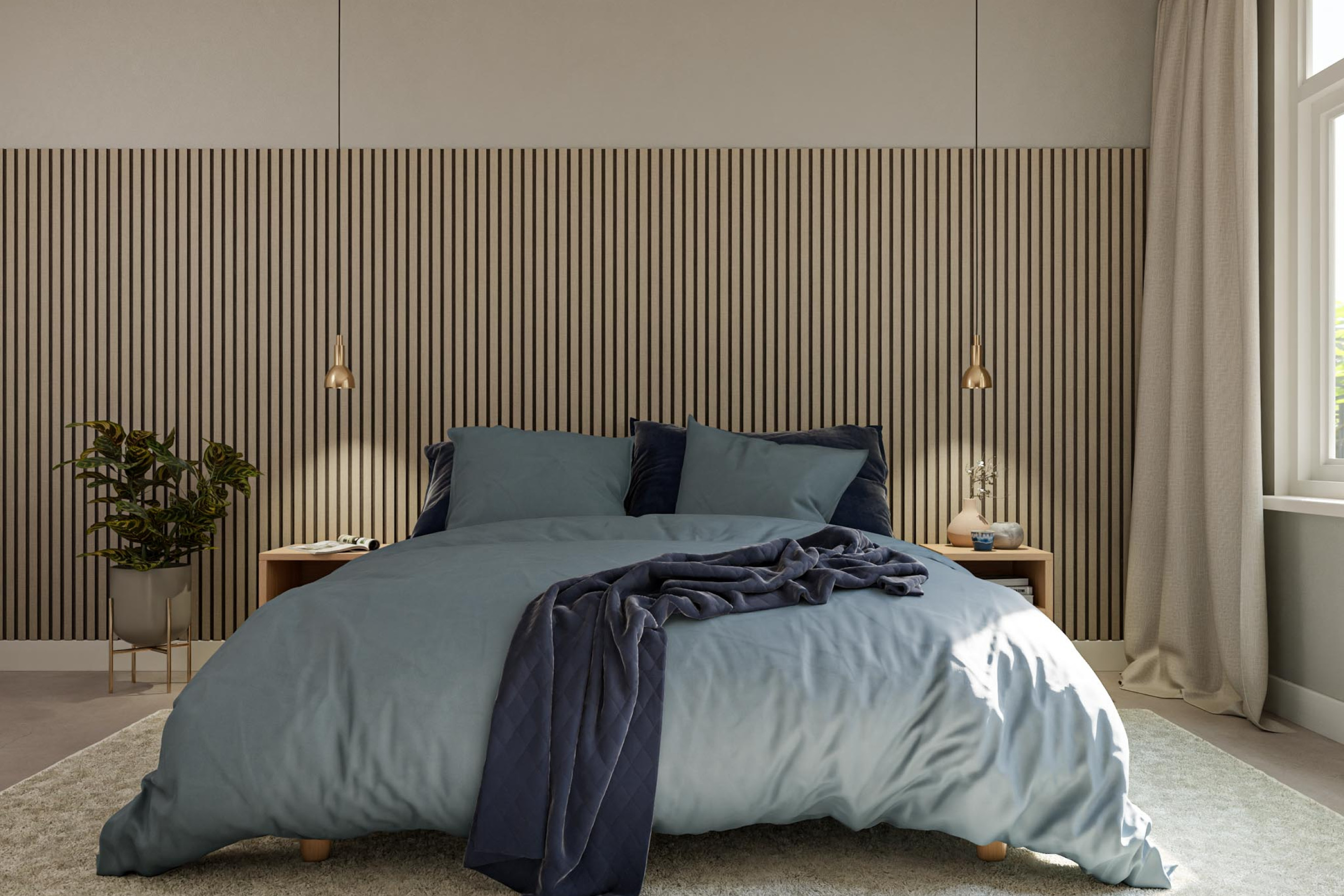 Geluidsabsorberende wandpanelen van GewoonGers lattenwand akupanel