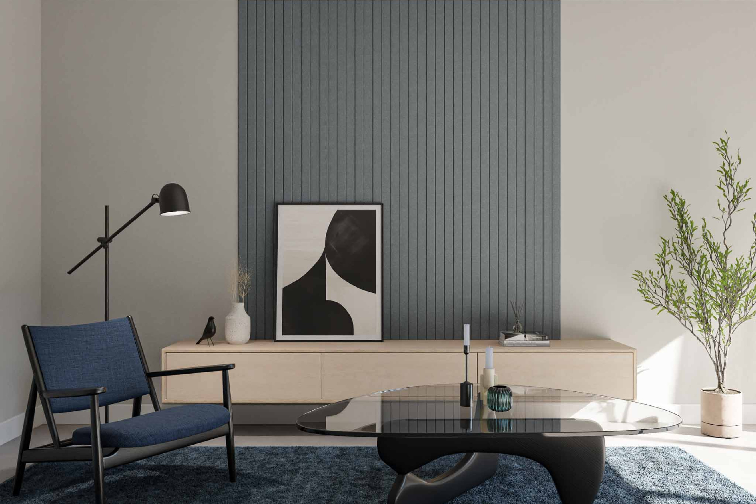 akoestische wandpanelen van GewoonGers akoestisch paneel achter tv