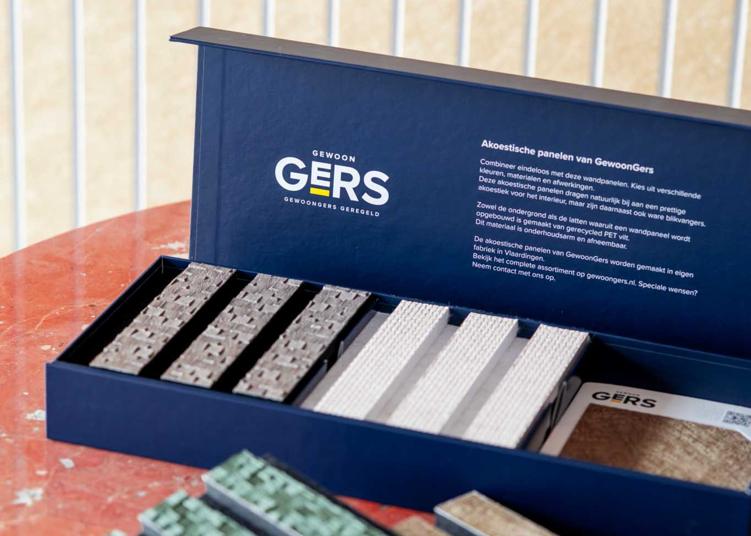 GewoonGers akoestische panelen sample box voor interieur professionals