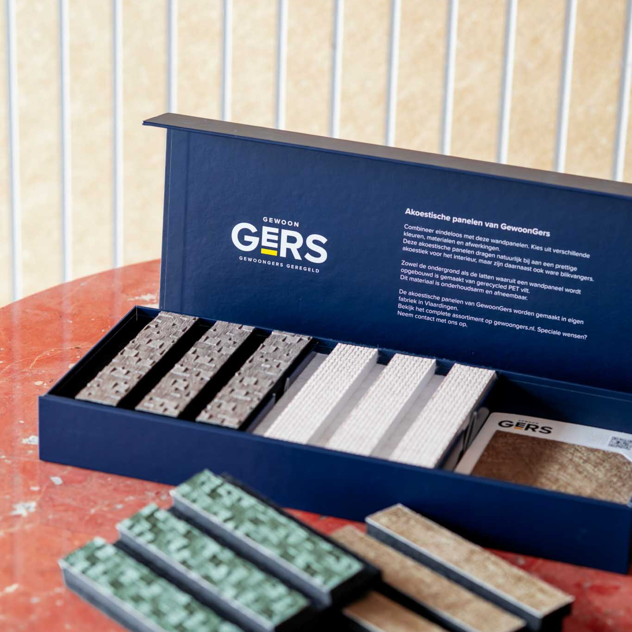 GewoonGers akoestische panelen sample box voor interieur professionals