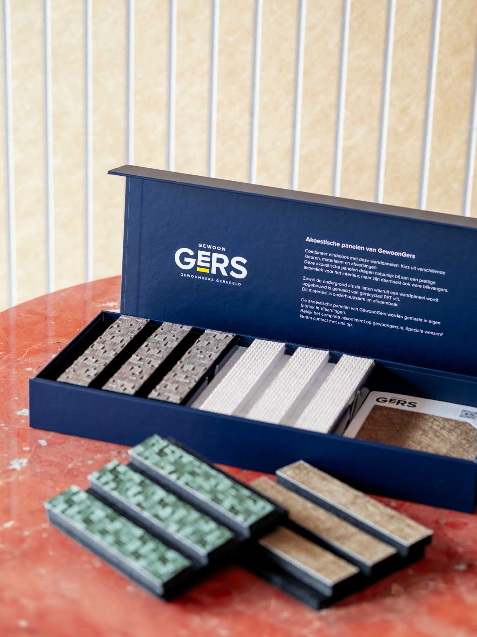 GewoonGers akoestische panelen sample box voor interieur professionals